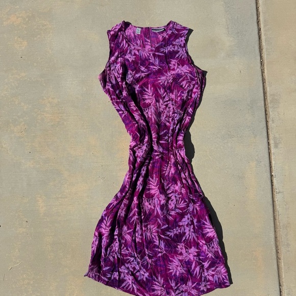 Amanda Smith II Vintage 100% Silk Purple Floral Sleeveless Maxi Dress Sz 1X - Picture 2 of 8